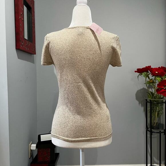 NEW Ann Taylor Silk Metallic Short Sleeve Lightweight Layering Sweater SP NWT - Picture 2 of 15